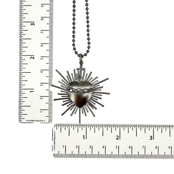 VIRGINS SAINTS & ANGELS VSA Sacred Flame Charm Necklace Gunmetal 34" Ball Chain - Picture 10 of 10